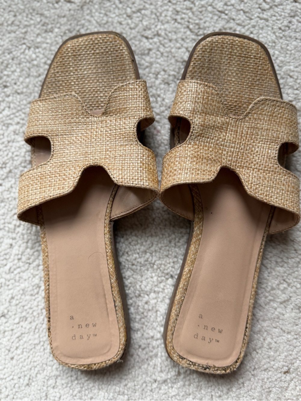 a new day Tan Woven Cutout Slide Mules